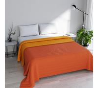 TRAPUNTINO ESTIVO ELEGANT NO STIRO - Made in Italy - Copriletto Matrimoniale 260x270 cm in Morbida Microfibra - Tinta Unita - DoubleFace - Trapunta 100 g - Arancione/Giallo