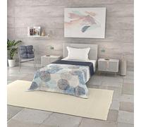 Trapuntino Estivo Linea BASIC Made in Italy Copriletto Stampato in Morbida Microfibra - Trapunta Primavera Estate Mezza Stagione - Soffioni Blu, Singolo 160x240cm