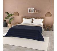Trapuntino Estivo Linea BASIC Made in Italy Copriletto Stampato in Morbida Microfibra - Trapunta Primavera Estate Mezza Stagione Tinta Unita - Matrimoniale 250x240cm, Blu Scuro/Grigio Chiaro