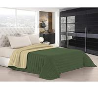 Trapuntino Estivo Linea Elegant Made in Italy Copriletto Stampato in Morbida Microfibra - Trapunta Primavera Estate Mezza Stagione - Piazza e Mezza 220x270cm, Verde Scuro/Panna
