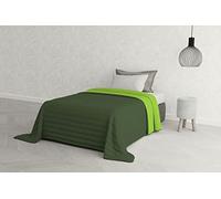 Trapuntino Estivo Linea Elegant Made in Italy Copriletto Stampato in Morbida Microfibra - Trapunta Primavera Estate Mezza Stagione - Singolo 170x270cm, Verde Scuro/Verde Mela