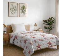 Trapuntino Estivo Linea FANTASY Made in Italy Copriletto Stampato in Morbida Microfibra - Trapunta Primavera Estate Mezza Stagione - Starfish, Singolo 170X270cm