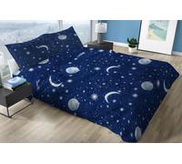 Trapuntino Legger Estivo Copriletto Copridivano Luna Moon Cosmo Blu 100%Cotone