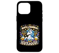 Trascorri una magica vacanza per ragazze con unicorno di Hanukkah Custodia per iPhone 16 Pro Max