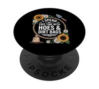 Trascorro il mio tempo libero con zappe e sacchetti di sporco Humor giardiniere PopSockets PopGrip Adesivo