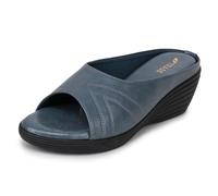 TRASE Magic Comfort - Sandali casual da donna con zeppa, eleganti e confortevoli, per uso quotidiano, Blu foglia di t, 6 UK