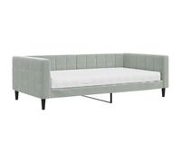 Trasformabile 2 in 1 Aprile Richiudibile Grigio Chiaro 100x200 cm | Divano Letto con Materasso Grigio Chiaro 100x200 cm in Velluto Trasformabile con Struttura in Legno e Metallo, Salotto e