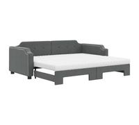 Trasformabile 2 in 1 con meccanismo estraibile per salotti moderni modello | Divano Letto Estraibile con 2 Materassi 100x200 Grigio Scuro Tessuto Trasformabile Salotto Camera