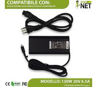 Trasformatore compatibile con Dell 0K00F5 XPS9575-7354BLK-PUS P73F 20V 6,5A 130W