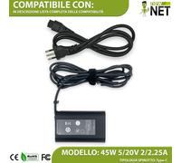 Trasformatore compatibile con Dell Latitude 12 5285 Tablet 5 - 20V 2 - 2,25A 45W