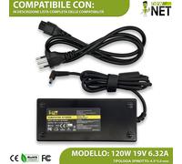 Trasformatore compatibile con HP ENVY TouchSmart 17-j073ca 120W 19V 6,32A