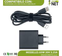Trasformatore compatibile con Lenovo New X1 Carbon L390 Yoga L380 65W 20V 3,25A