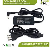 Trasformatore compatibile con Toshiba Mini NB200-125 NB500 19V 1,58A 30W