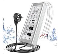 Trasformatore LED 12 V 300 W IP67 Impermeabile per Esterni, Con Spina, Alimentatore Da 230 V a DC 12 Volt, Adattatore Driver Esterno per Luci