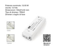 Trasformatore LED 12V Dimmerabile TRIAC 10W 25W 30W 50W 100W Alimentatore LED
