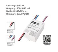 Trasformatore LED Dimmerabile DALI PUSH 10W 12W 20W 30W 40W 60W 100mA - 1400m...