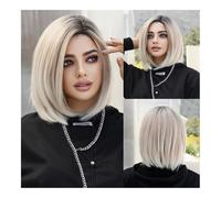 Trasformazione da rosso-marrone a biondo: parrucca corta e diritta resistente al calore - perfetta for i momenti delle feste quotidiane(Blonde)