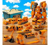 Trasformazione magnetica ingegneria auto assemblati giocattoli con scatola di immagazzinaggio, 35pcs set magnetico, 8/16/26/35 pezzi set di veicoli da costruzione e robot giocattolo set