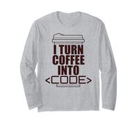 TRASFORMO Il caffè in CODICE Fun Web Developers Coding Meme Maglia a Manica