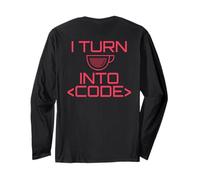 TRASFORMO Il caffè in CODICE Web Developers Coding Meme sul Retro Maglia a Manica