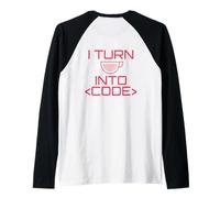 TRASFORMO Il caffè in CODICE Web Developers Coding Meme sul Retro Maglia con Maniche Raglan