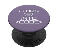 TRASFORMO IL CAFFÈ IN CODICE Web Developers Coding Meme SUL RETRO PopSockets PopGrip Adesivo