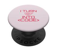 TRASFORMO IL CAFFÈ IN CODICE Web Developers Coding Meme SUL RETRO PopSockets PopGrip Adesivo