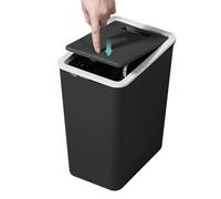Trash Can - 13L Bedroom Bin | PP Floor-Standing Trash Can con anello a pressurizzato | Ampia capacità Square Waste Bin | Kitchen Bathroom Living Room Home