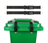 Trash Can Locks, 2-Pack Garbage Lid Straps, Adjustable Nylon Safety Lock for 30-50 Gallon Bins, Reusable Clip Solution for Kitchen Patio to Stop Raccoons Dogs or Cats Opening Bins