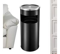 Trash Can - Outdoor Trash Bin, Stainless Steel Garbage Can, 30 L With Fireproof Trashs Cans, Cans Trashs Bin With Ashtray For Indoor Bathroom Toilet Patio Garden Backyard Porch Commercial Hotel