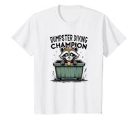 Trash Panda Dumpster Campione di Immersione Divertente Procione Maglietta, Bambini, Bianco, 4 Anni