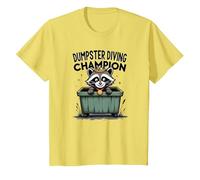 Trash Panda Dumpster Campione di Immersione Divertente Procione Maglietta, Bambini, Limone, 2 Anni