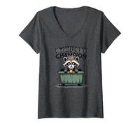 Trash Panda Dumpster Campione di Immersione Divertente Procione Maglietta con Collo a V, Donna, Grigio Scuro, XL