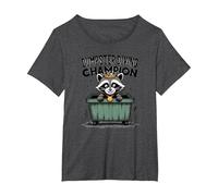 Trash Panda Dumpster Campione di Immersione Divertente Procione Maglietta, Donna Plus-Size, Grigio Scuro, 3X