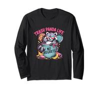 Trash Panda Life No Regrets Raccoon Pizza Umorismo Maglia a Manica