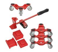 Traslocatore di mobili su ruote , Furniture Mover Dolly Triangle 3 Wheel 6 Inch Steel Pack of 4 with Lifter 500 Lbs Capacity Red