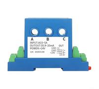 Trasmettitore di corrente alternata trifase precisione 0,5% 3x DC4-20mA uscita isolamento elettromagnetico design ABS blu 7x14x4cm per monitoraggio industriale e gestione energetica (0-10A)