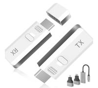 Trasmettitore e ricevitore HDMI wireless, kit wireless HDMI 30 m con decodifica 4K, uscita 1080p, banda 5G, per streaming TV, riunioni, streaming video, file audio, nessuna app necessaria (bianco)