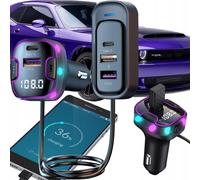 Trasmettitore FM auto e caricabatterie Bluetooth 3x USB 12-24V LED RGB