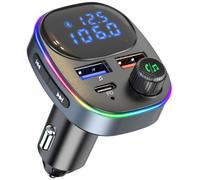 Trasmettitore FM avanzato con ampio display LCD, Bluetooth 5.3 per streaming ininterrotto, monitoraggio della tensione del veicolo per una guida