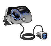Trasmettitore FM Bluetooth 5.0, ingresso AUX di supporto per schede TF TOTMOX, adattatore radio per lettore MP3 portatile con caricabatterie rapido doppio caricabatterie USB QC3.0