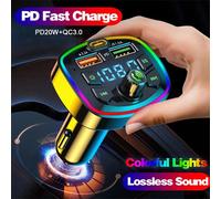 Trasmettitore FM Bluetooth 5.0 per auto Adattatore wireless Microfono Ricevitore audio Lettore MP3 automatico 2.1A Caricatore rapido doppio USB Accessori per auto