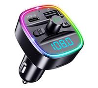Trasmettitore FM Bluetooth 5.3, ORIA Trasmettitore Radio Wireless per Auto, Caricabatterie Rapido PD Tipo C 3.0, Chiamate in Vivavoce, Riproduzione Musicale Supporta Scheda TF, Disco USB