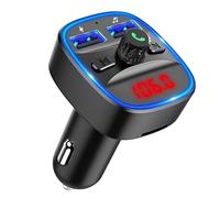 Trasmettitore FM Bluetooth 5.3 per Auto, Adattatore Bluetooth per Auto con Display LED e 2 Porte USB, Accendisigari Supporto BT, Scheda TF e Disco USB, Kit Vivavoce MP3 Audio Lettore
