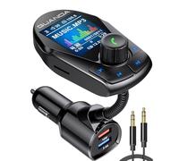 Trasmettitore FM Bluetooth 5.3 Per Auto Con 1.8'' Schermo, Ingresso/Uscita AUX Adattatore Bluetooth, 2 Porte USB Caricabatterie Auto Accendisigari, SD/TF Card Kit Vivavoce Bluetooth Stereo Radio