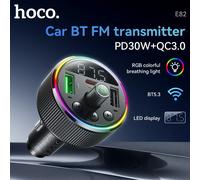 Trasmettitore FM Bluetooth 5.3 per auto HOCO E82 per chiamate in vivavoce Wireless con Display a LED adattatore di ricarica rapida PD30W QC3.0