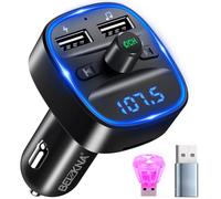 Trasmettitore FM Bluetooth 5.3 per Auto Radio Adattatore Bluetooth Auto | 2 Porte USB Adattatore Bluetooth , Kit Vivavoce MP3 Audio Lettore Caricabatterie Auto Supporto BT, Scheda TF, Disco USB