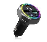 Trasmettitore FM Bluetooth Auto Trasmettitore Audio Con Clip Supporto Ricarica Rapida USB C PD 30W + QC3.0 48W Per Riproduzione Musica E Chiamate Vivavoce Microfono Riduzione Rumore Luce Anulare