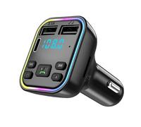 Trasmettitore FM con lettore MP3 per auto | Ricevitore radio wireless 5.0 con luci colorate | Caricatore USB Duall U Disk Jack, Type-C PD 20 W e QC 3.0 con chiamate a mani libere