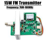 Trasmettitore FM da 15 W PLL Audio stereo Trasmissione FM Frequenza 76 m-108 MHz Display LCD digitale Stazione radio Ricevitore Amplificatore HAM